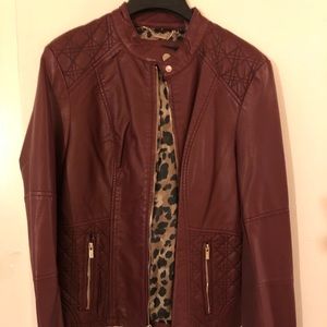 Medium Burgundy Black Rivet Wilson Leather Jacket